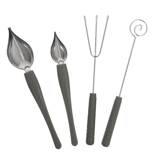 NOLITOY 4 Stück Teiliges Edelstahl Dekorierbesteck Sauce Zeichnen Löffel Schokoladenwerkzeug mit Ergonomischem Griff für Backen und Dessertverzierung Rostfrei Leicht und Langlebig für von NOLITOY