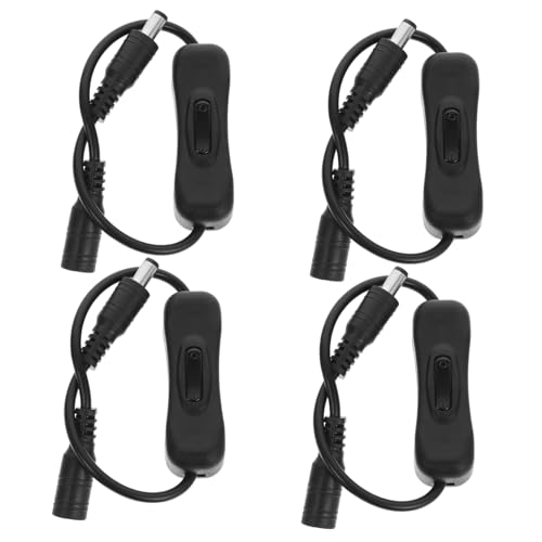 NOLITOY 4 Stück Teiliges Inline Schalter mit Knopfsteuerung LED Streifen Lichtschalter Ersatz Dc Stecker Verbindungskabel für LED Schwarze Zuleitungsschalter für Einfache Ein Ausschaltung von NOLITOY