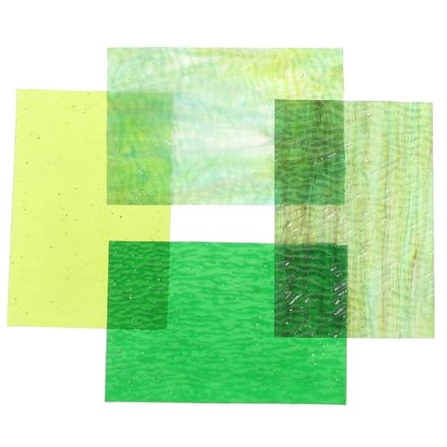 NOLITOY 4 Stück Teiliges Mosaikglas Bunte Glasplatten mit Wasserwellenstruktur Handgemachte DIY Bastelsteine für Kirchenfenster Wandbilder und Lampen Dekoration von NOLITOY