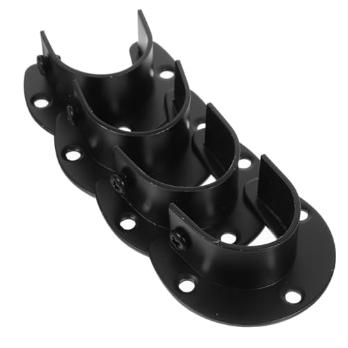 NOLITOY 4 Stück Teiliges Schwarzes Edelstahl Wandhalterung für Garderoben Duschstangen Rostbeständig Platzsparend Einfache Montage Geeignet für Stangendurchmesser Moderne Wandbefestigung von NOLITOY