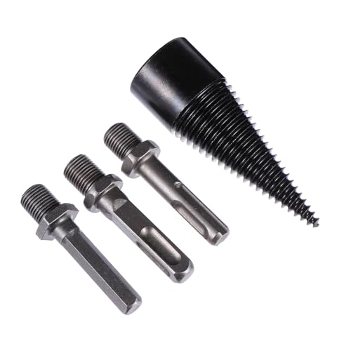 NOLITOY 4 Stück Teiliges Set Holzspalter Bohrer Kegelspalter aus Verschleißfest Schlagfest für Bohrmaschine Schneller und Effizienter Holzspaltbohrer mit Hoher Präzision und Langer von NOLITOY