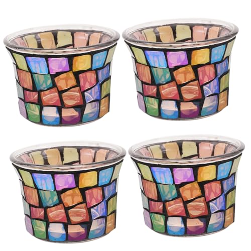NOLITOY 4 Stück Teiliges buntes Glas Teelichthalter Handgefertigte Bunte Kerzenständer Dekorative Glas kerzenhalter für Tischdeko Geeignet für Hochzeit Weihnachten Party und NOLITOY 4 Stück Teiliges buntes Glas Teelichthalter Handgefertigte Bunte Kerzenständer Dekorative Glas kerzenhalter für Tischdeko Geeignet für Hochzeit Weihnachten Party und von NOLITOY
