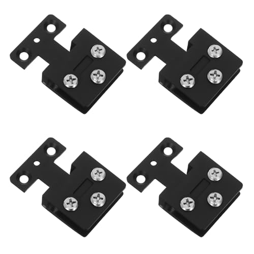 NOLITOY 4 Stück Türscharnier für Gehärtetes Bohrfreie Installation Elegante und Robuste Clips für Weinregale Vitrinen und Schränke Geräuschloses Design von NOLITOY