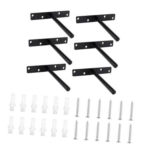 NOLITOY 6 Sätze Unsichtbare Regalhalterung Schwarze Verdeckte Wandbefestigung Schwimmende Schwerlast Regalträger Unsichtbare Halterungen für Holzregale DIY Bücherregal Montage von NOLITOY