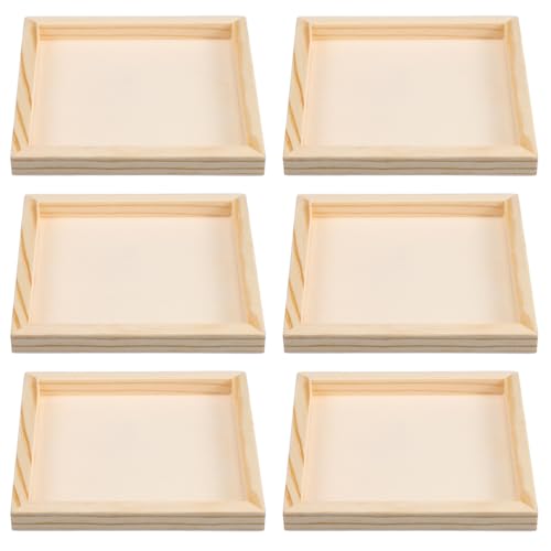 NOLITOY 6 Stück Holztablett Quadratisch 12X12cm Puzzle-spielzeugschalen für Jungen Und Mädchen Puzzle-tabletts Stapelbare Schreibtisch-tabletts Hexaeder-mal-organizer von NOLITOY