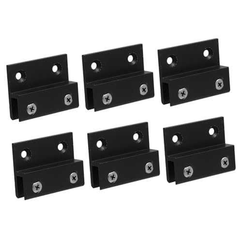 NOLITOY 6 Stück Teiliges Aluminiumlegierung Glashalter Schwarz H förmig Glasbefestigungsklammer Spiegelhalterung Montageclip für Glasregal Geländer Langlebig und von NOLITOY