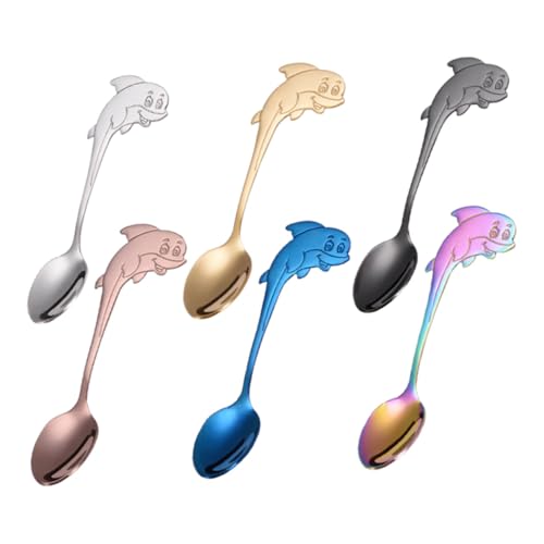 NOLITOY 6 Stück Teiliges Edelstahl Kaffeelöffel mit Delfinform Bunte Teelöffel Vielseitig als Dessert und Rührlöffel für Kaffee Tee Zucker Gewürze Eis und Milch Geeignet NOLITOY 6 Stück Teiliges Edelstahl Kaffeelöffel mit Delfinform Bunte Teelöffel Vielseitig als Dessert und Rührlöffel für Kaffee Tee Zucker Gewürze Eis und Milch Geeignet von NOLITOY