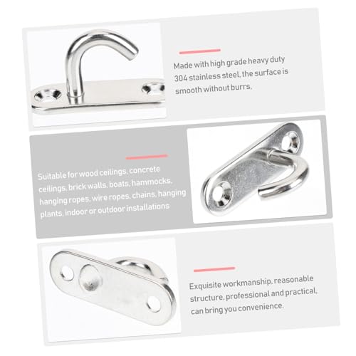 NOLITOY 6 Stück Teiliges Edelstahl Pad Eye Anchor Haken mit Offenem Ovalhaken Rostfrei Hohe Tragkraft Schraubmontage für Decken Wandbefestigung Vielseitig für Boote Pflanzen und Zuhause von NOLITOY