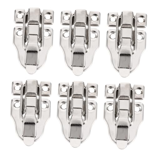 NOLITOY 6 Stück Teiliges Eisenverschluss Latch Kistenverschluss Vintage Stil Langlebig Robust für Schmuckkästen und Holzkisten Praktische Metallbeschläge in Silberweiß von NOLITOY