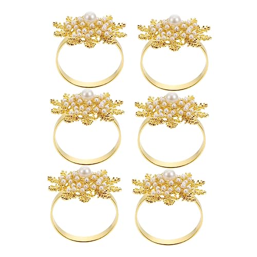 NOLITOY 6 Stück Teiliges Weihnachts Serviettenringe Elegantem Gold Langlebige Napkin Holders mit Modischem Design Stilvolle Tischdeko für Dinner Partys Restaurants und Festliche Anlässe von NOLITOY