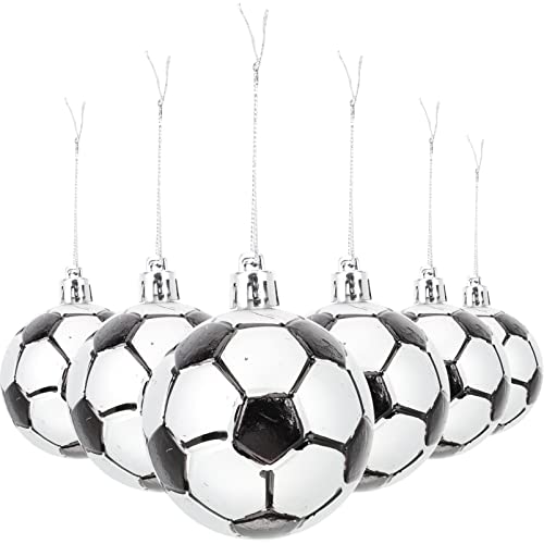 NOLITOY 6st Weihnachtsschmuck Fußball-Ornamente Hängende Weihnachtskugel Weihnachtsbaum Hängende Ornamente Dekorative Hängende Kugelornamente Hängender Baum Weihnachten Weiß Plastik von NOLITOY