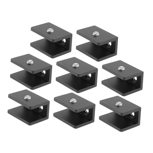 NOLITOY 8 Stück Glasklemme für Regalböden Teiliges aus Robustem Verschleißfestem Material Stabiler Glasregalhalter für Küche Bad Wohnzimmer Mittlere Schwarz Langlebige Glasbodenträger von NOLITOY