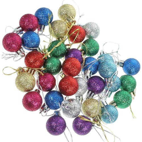 NOLITOY Ornamente 80 Stück Mini-Glitzer-Weihnachtskugeln Weihnachtsbaum-Hängekugeln Bruchsichere Kugeln Ornament Mehrfarbige Hängekugeln Für Weihnachtsbaum-Hängedekorationen von NOLITOY