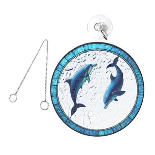 NOLITOY Acrylhänger mit Delfin Motiv Wetterfeste Fenster Gartendeko Langlebige Lichtfänger für Drinnen und Draußen Inklusive Aufhängung für Einfache Befestigung von NOLITOY