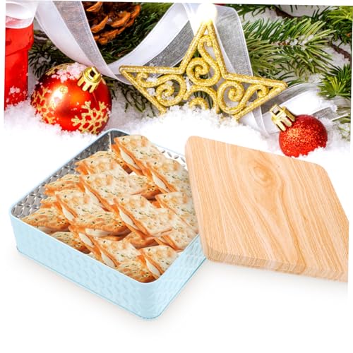 NOLITOY Aus Stabilem Weißblech mit Holzdeckel Luftdicht Verschließbar Rechteckige Aufbewahrungsbox für Kekse und Gebäck Dekorative Snackdose als Geschenkverpackung für Festtage NOLITOY Aus Stabilem Weißblech mit Holzdeckel Luftdicht Verschließbar Rechteckige Aufbewahrungsbox für Kekse und Gebäck Dekorative Snackdose als Geschenkverpackung für Festtage von NOLITOY