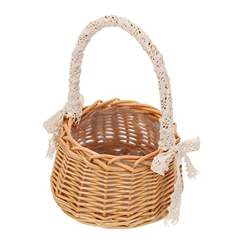 NOLITOY Blumenkorb Organisation Der Aufbewahrung Von Körben Gänseblümchen Spielzeugaufbewahrung Behälter Blumentöpfe Aus Rattan Schüsseln Babykorb Bausatz Kleiner Runder Korb Weide von NOLITOY