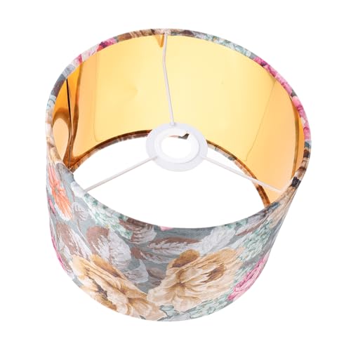 NOLITOY Dekorativer Tischlampenschirm Floraler Musterung und Goldenem Innenfutter Bedruckt Stilvolle Lampenabdeckung für Warme Diffuse Beleuchtung im Wohnzimmer von NOLITOY
