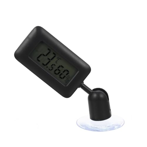 NOLITOY Digitales Reptilien Thermometer mit Drehbarem LCD Hygrometer Nachtlicht Großer Saugnapf Präzise Temperatur und Luftfeuchtigkeitsmessung für Terrarien und Haustierboxen Schwarz von NOLITOY