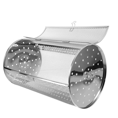 NOLITOY Edelstahl Drehspieß Grillkorb mit Rotation und Tür Langlebiger Backofen Drehkorb für Gasgrill und Holzkohlegrill Praktischer Grillkäfig für Nüsse Erdnüsse Gemüse von NOLITOY