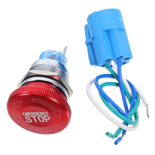 NOLITOY Edelstahl Not aus Taster Robustes Metallgehäuse Schnelle Abschaltung Industrie notstopp für Sicherheitsabschaltung Maschinensteuerung von NOLITOY