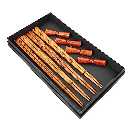NOLITOY Essstäbchen Set mit Holzstäbchen und Wiederverwendbaren Essstäbchenhaltern im Geschenkset Leicht Tragbar für Reisen Picknick Camping für Zuhause und Restaurant von NOLITOY