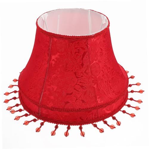 NOLITOY Europäischer Vintage Lampenschirm aus Hochwertigem Stoff mit Dekorativen Perlen Langlebiger Lampenschirm für Tischlampe Nachttischleuchte Retro Stil Passend für Leuchten von NOLITOY