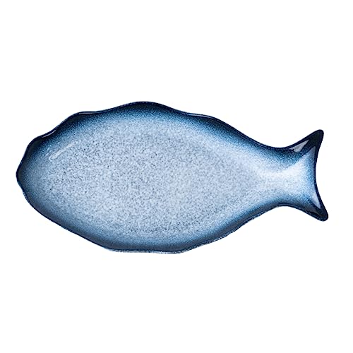 NOLITOY Fischform Servierplatte Keramik Teller Tablett für Meeresfrüchte und Vorspeisen Stilvolle Tischdekoration für Festlichkeiten und Perfektes Einweihungen von NOLITOY