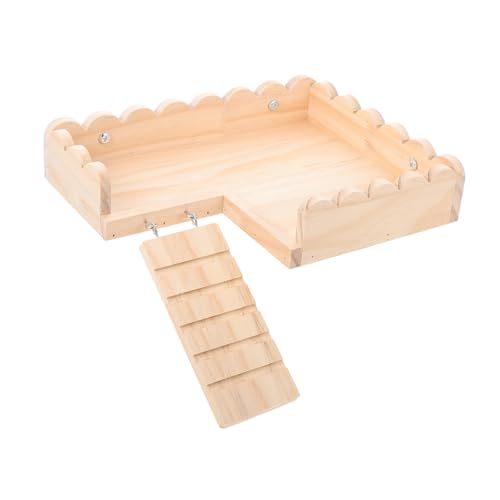 NOLITOY Hamster Holzplattform mit Leiter Stabiles Kletterspielzeug für Kleintiere Einfache Schraubmontage Geeignet als Basisstation für Hamster Meerschweinchen und Rennmäuse im Käfig von NOLITOY