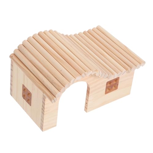 NOLITOY Hamster Versteck Haus aus Natürlichem Holz Vielseitige Haustiervilla für Hamster Igel und Mäuse Gemütlicher Rückzugsort Pflegeleicht Fördert Spiel und Erkundung von NOLITOY
