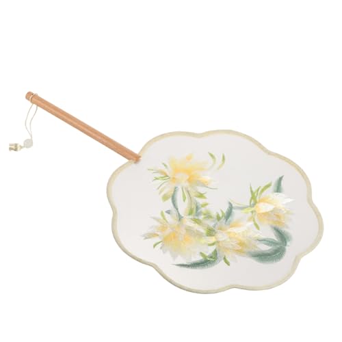 NOLITOY Handgefertigter Stickerei Handfächer aus Seide und Holz Tragbarer Chinesischer Sommerfächer mit Blumenmotiv Dekorativ und Langlebig für Frauen im Büro Strand und Party von NOLITOY