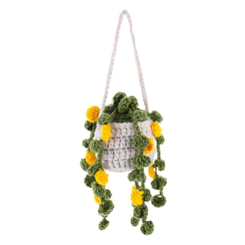 NOLITOY Handgehäkelter Auto schmuck Hängender Pflanzenkorb Weiß mit Oranger Blume Dekorativer Wand Autoanhänger Rustikaler Häkelblumenkorb für Innenraum Wanddeko NOLITOY Handgehäkelter Auto schmuck Hängender Pflanzenkorb Weiß mit Oranger Blume Dekorativer Wand Autoanhänger Rustikaler Häkelblumenkorb für Innenraum Wanddeko von NOLITOY