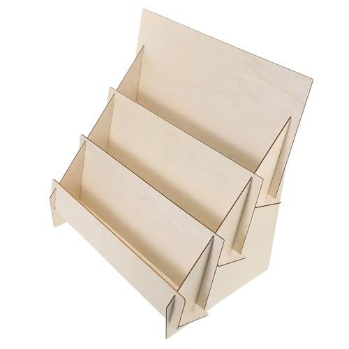 NOLITOY Holz Kartenhalter Stufiger Organizer Regal DIY Montierbar Desktop Aufbewahrung für Grußkarten Broschüren Telefon Bücher Stabiler Holzständer für Büro und Einzelhandel von NOLITOY