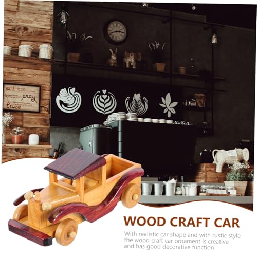NOLITOY Holzmodell Retro Auto Vintage Stil Holzauto Figur Dekor Handgefertigt Kreatives Holzkunstwerk Kompakt Leicht Für Zuhause Büro Schreibtisch von NOLITOY