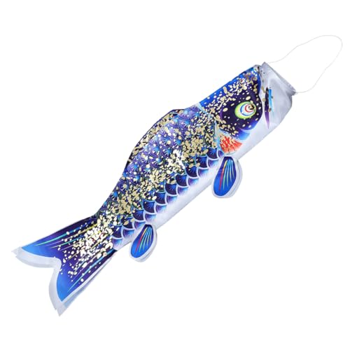 NOLITOY Japanischer Karpfen Windsack Gold blau Dekorative Outdoor Deko Flagge Leichtes Stoff Windsock Hängend für Garten Fenster Tür Lebendige Farbgestaltung Japanischer Stil von NOLITOY