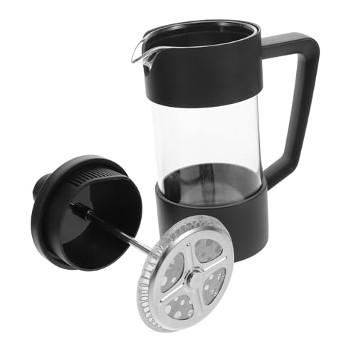 NOLITOY Kaffeepresse aus Hitzebeständigem Borosilikatglas 350 ml Tragbare Kaffeemaschine für Zuhause Reisen und Camping Schwarz von NOLITOY