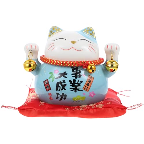 NOLITOY Katzen-Spardose Maneki Neko Glückskatze Spardose Spardose Spartopf Wechselgeld Organizer (blau) von NOLITOY