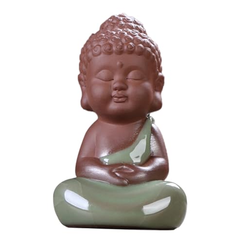 NOLITOY Keramik Buddha Statue Desktop Dekoration Teetier Skulptur für Zuhause Büro Garten Meditationsraum von NOLITOY