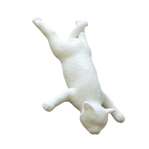 NOLITOY Keramik Katzenfigur Weiß Handgefertigt Dekorative Desktop Skulptur Niedliche Tierform Büro Wohnzimmer Deko Geschenk Für Katzenliebhaber von NOLITOY