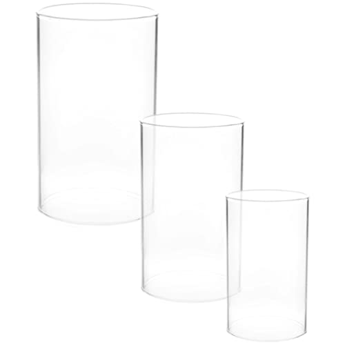 NOLITOY Kerzenhalter Zylinder Windlichtglas Kerzen Glaszylinder Windlicht Glashütte Glasrohr Ohne Boden Ersatzglas Lampenglas für Windlicht Teelicher Zuhause Wohnzimmer Dekoration 3 Stück von NOLITOY