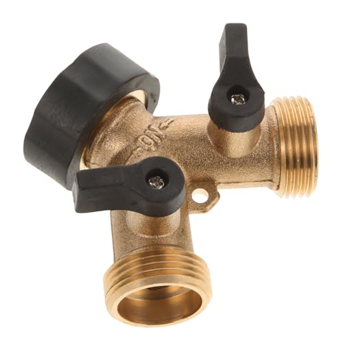 NOLITOY Kupfer Doppelanschluss Kugelhahn Gartenschlauch Verteiler Hochdruckbeständig Outdoor Wasserhahn Splitter Robust und Langlebig für Waschmaschine und Gartenbewässerung von NOLITOY