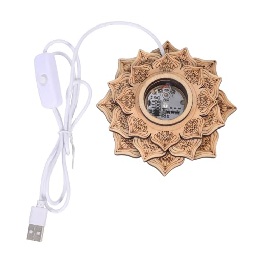 NOLITOY LED Leuchtholzsockel Lotusform USB Betriebenes Nachtlicht Displayständer für Kristallkugeln Vielseitiger Holz Dekoständer mit Farbwechseln Eleganter Sockel für Wohn und von NOLITOY