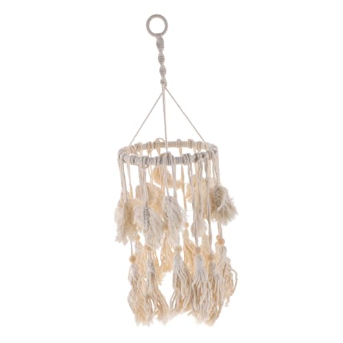 NOLITOY Makramee Lampenschirm Boho Deckenlampe Handgefertigt Baumwollseil Gewebt Sanftes Licht Wohn Schlafzimmer Dekoration Ethno Stil von NOLITOY