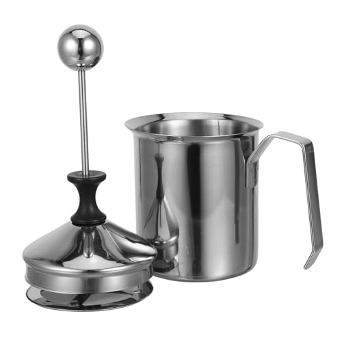 NOLITOY Manuelles Milchkännchen Edelstahl Milchaufschäumer Milchschaum Manuell Erzeugen Edelstahl Milchschaumkännchen für Kaffee Cappuccino Zuhause Nutzung von NOLITOY