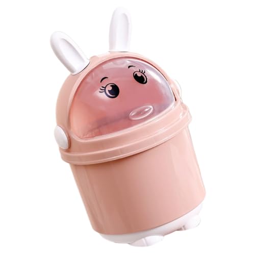 NOLITOY Mini Tischmülleimer mit Deckel Niedlicher Kleiner Desktop Abfallbehälter Platzsparender Schreibtisch Mülleimer für Büro Küche Schlafzimmer Leicht und Dekorativ in Rosa von NOLITOY
