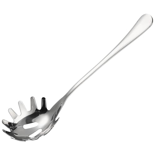 NOLITOY Nudellöffel Nudeln Nudelköpfe Spaghetti-Servierlöffel Spaghetti-Löffel-Sieb Nudelsieb Nudel Servierlöffel Multifunktionslöffel geschlitzter Spaghettilöffel Rostfreier Stahl Silber von NOLITOY