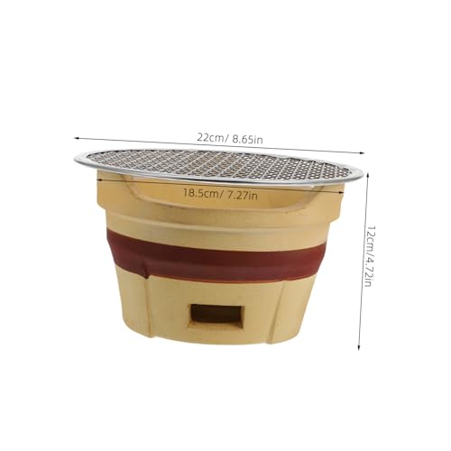 NOLITOY Portabler Holzkohle keramikgrill Kleiner Brauner Bbq tontopf Robust und Leicht für Outdoor barbecue Camping und Picknick Langlebiger kocher mit Praktischem Grillrost von NOLITOY
