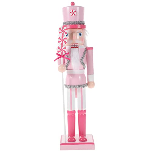 NOLITOY Rosa Traditioneller Nussknacker Soldat Ornament 35 cm Holz Lutscher Nussknacker Patriotische Nussknacker Figur Geschenk Urlaub Weihnachten Tischdekoration von NOLITOY