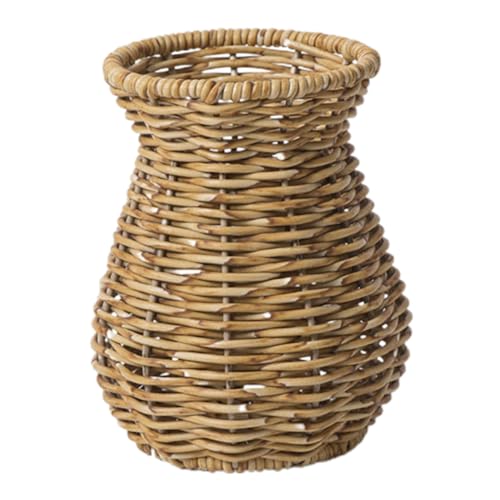 NOLITOY Rustikale Imitation Rattan Vase Handgefertigte Dekorative Blumenvase für Tisch und Büro Natürliche Landhausstil Deko Vielseitig für Getrocknete und Künstliche Blumen von NOLITOY