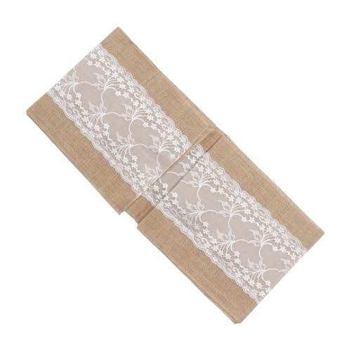 NOLITOY Rustikaler Jute Tischläufer mit Spitzenkante Handgewebt Mittlere Stärke Vielseitig für Hochzeitsdeko Party und Haushalt Schützt Tisch vor Flecken Nachhaltige und Wiederverwendbare von NOLITOY