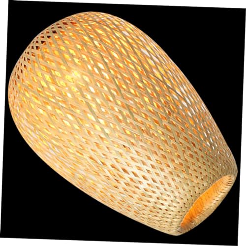 NOLITOY Rustikaler Lampenschirm Woven Bamboo Pendelleuchte für Schlafzimmer Wohnzimmer und Zen Räume Dekorativer Lampenschirm für Gemütliche von NOLITOY